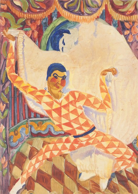 Sergei Jutkewitsch Harlequin (Entwurf eines Theatervorhangs), 1920er Jahre, Aquarell und Gouache auf Papier,  Sammlung Rubinstein-Horowitz Foto: Carsten Gliese, Köln