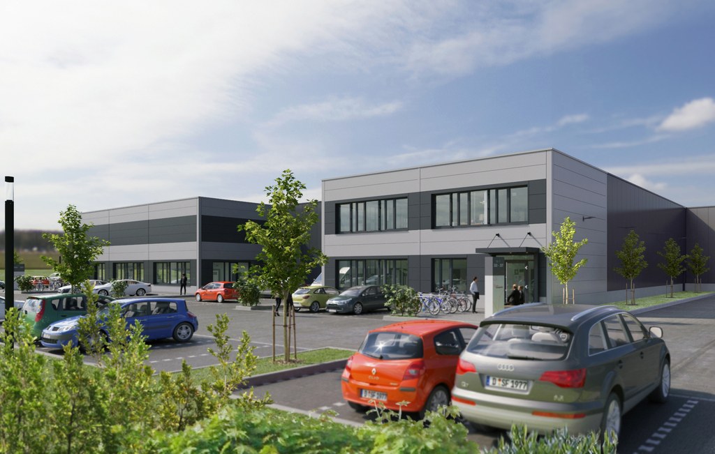 Neuss entwickelt 2023 – Aurelis Unternehmerpark Obererft #1 Parkplatzbereich der Anlage.