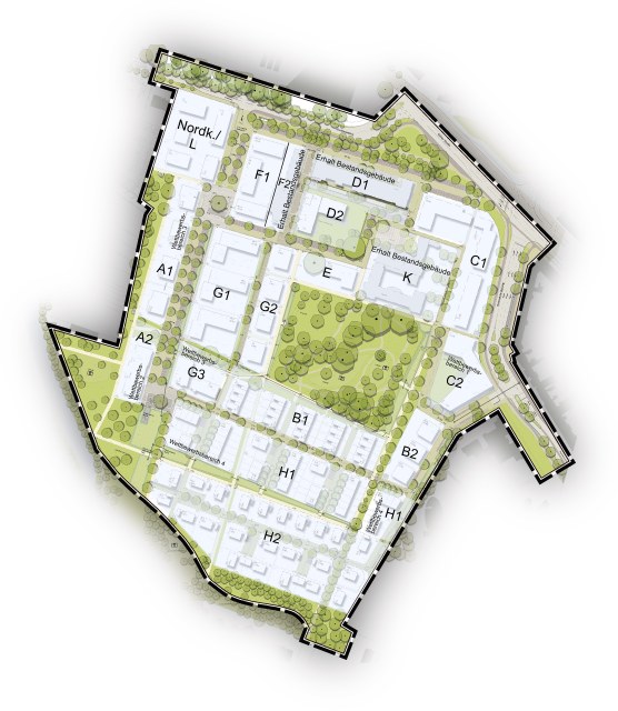 Neuss entwickelt 2023 – Alexianer Quartier / Augustinus-Park #1 Entwurf des neuen Quartiers.