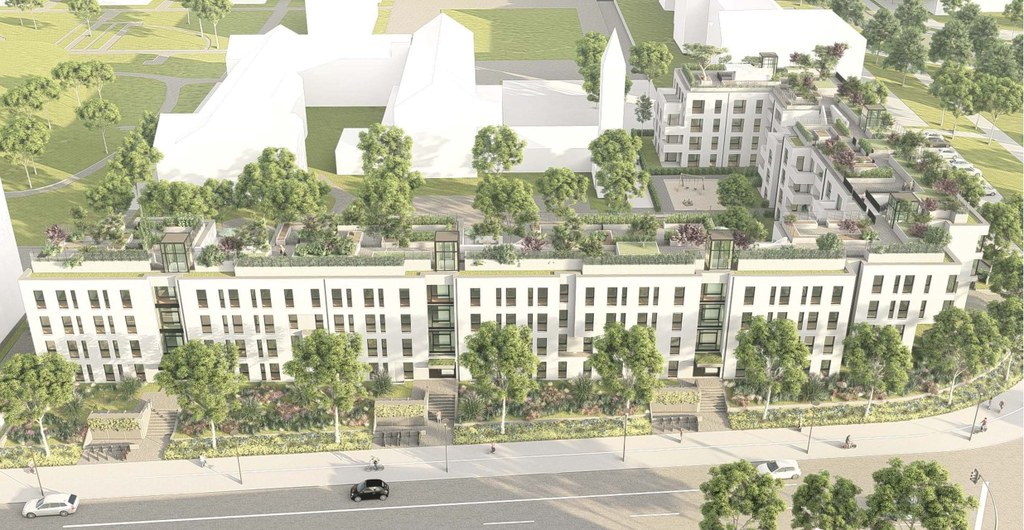 Neuss entwickelt 2023 – Alexianer Quartier / Augustinus-Park #4 Mehrfamilienhäuser mit intensiver Dachbegrünung im Baufeld C1 am Alexianerplatz.