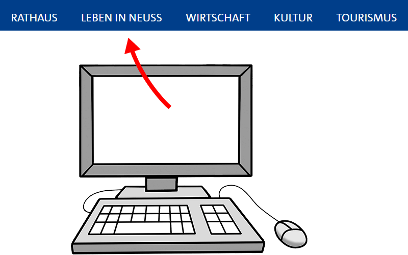 lsne_navigation.png Hauptmenü mit 5 Bereichen.